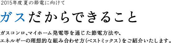 ガスだからできること