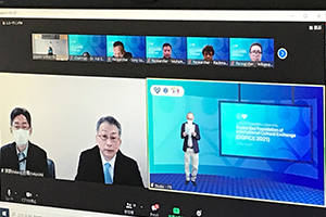 Chairman Setoguchi addresses the online presentation ceremony for Institut Teknologi Bandung