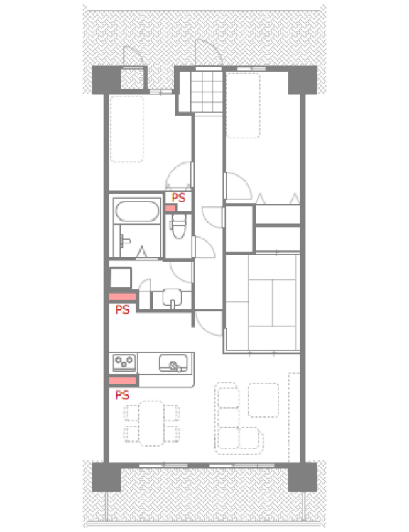 一般的な集合住宅の間取り例
