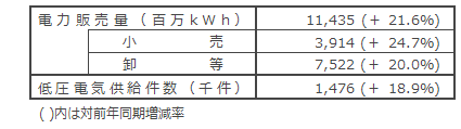 国内電力販売実績 国内電力販売実績