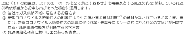 今回の措置が適用される託送供給依頼者について