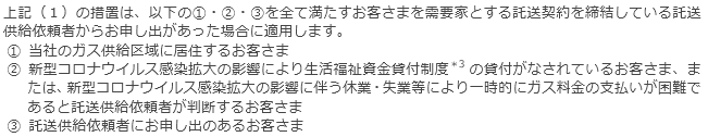 今回の措置が適用される託送供給依頼者について
