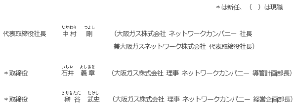 大阪ガスネットワーク株式会社の取締役候補者
