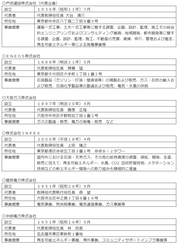 参画企業の概要