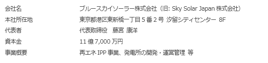 ＜ブルースカイソーラー＞