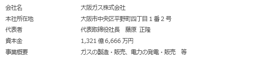 ＜大阪ガス＞