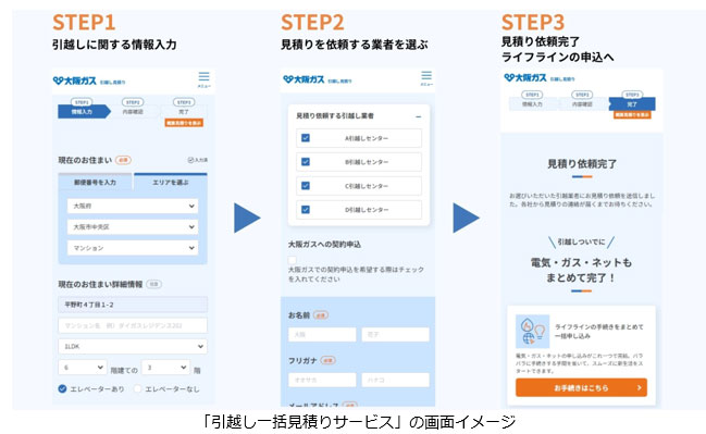 「引越し一括見積りサービス」の画面イメージ 「引越し一括見積りサービス」の画面イメージ