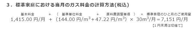 3.標準家庭における当月のガス料金の計算方法(税込) 3.標準家庭における当月のガス料金の計算方法(税込)