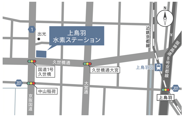 上鳥羽水素ステーションの地図