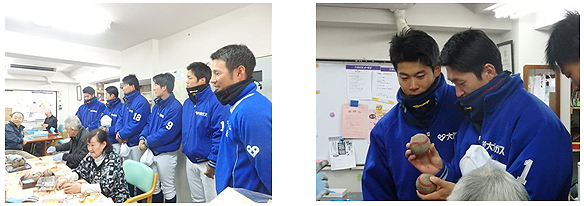大阪ガス野球部部員の作業所見学の様子