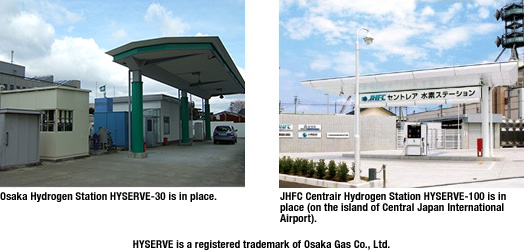 Osaka Hydrogen Station HYSERVE-30 is in place.JHFC Centrair Hydrogen Station HYSERVE-100 is in place (on the island of Central Japan International Airport).