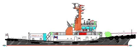 LNG-fueled tugboat (image by courtesy of Kanagawa Dockyard)